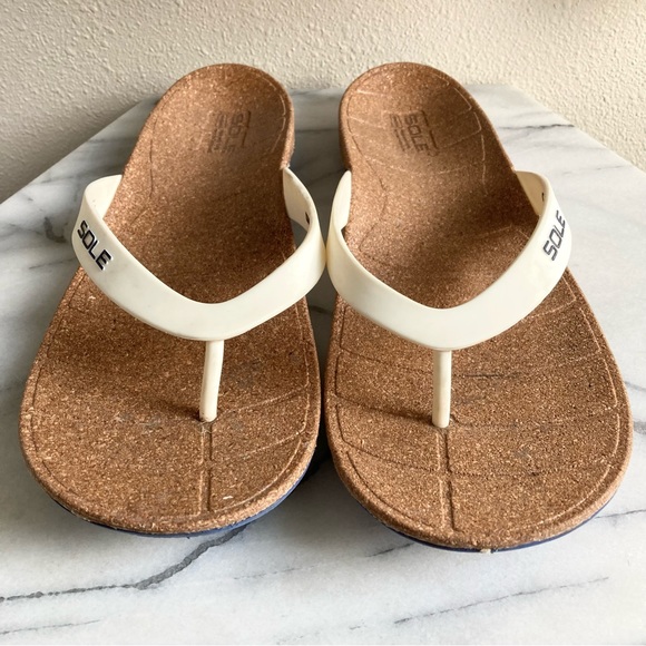 SOLE Shoes Sole Recork Mens Cork Footbed Comfort Sandals With White